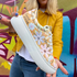 Sneakersy na platformie w Kolorowe Kwiaty Stokrotki