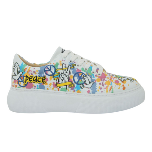 Sneakersy na platformie Peace and Love, Pokój i Miłość
