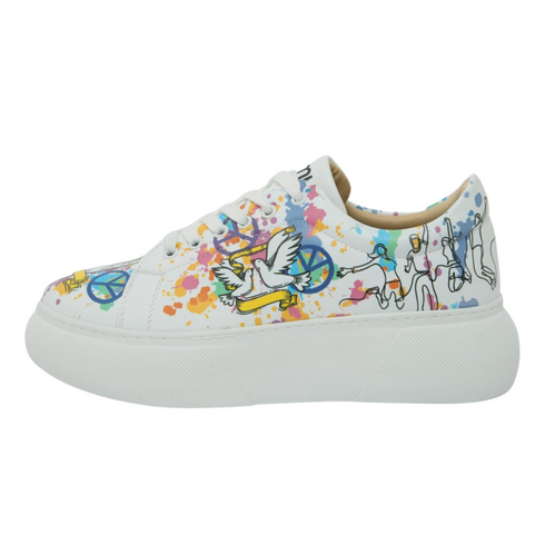 Sneakersy na platformie Peace and Love, Pokój i Miłość