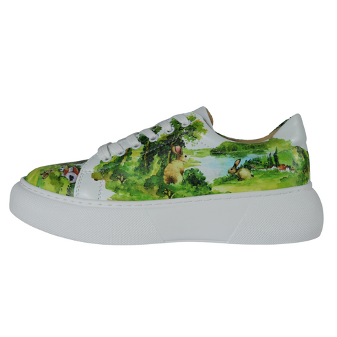 Sneakersy na platformie z Królikami, Króliki i przyroda