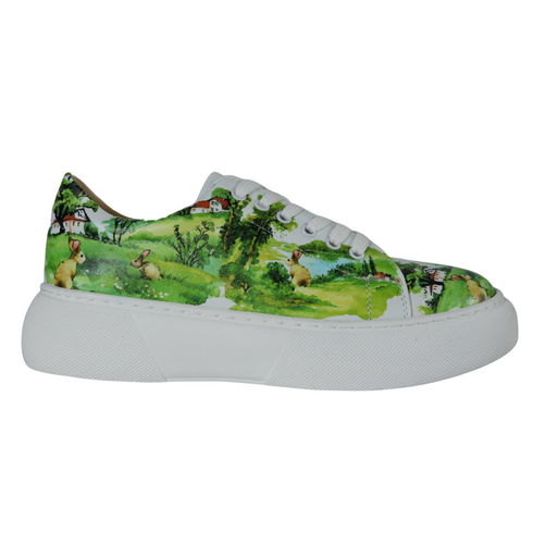 Sneakersy na platformie z Królikami, Króliki i przyroda