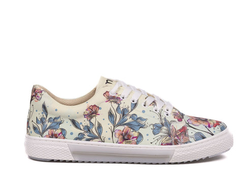 Sneakersy na niskiej platformie - Kwiaty w Zieleni