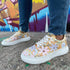 Sneakersy na platformie w Kolorowe Kwiaty Stokrotki