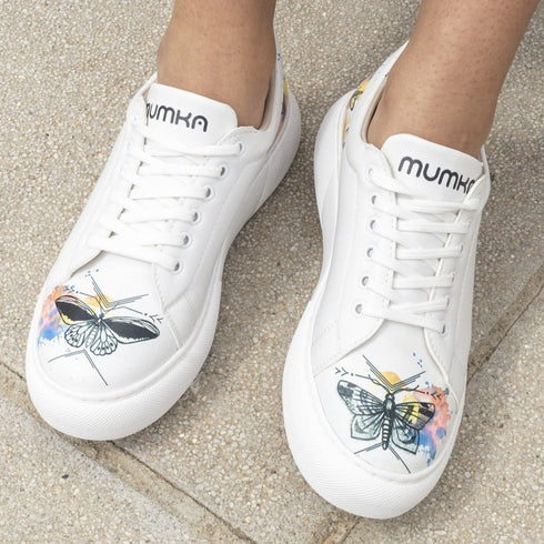 Sneakersy na platformie - Motyle, Ćmy na Akwarelach