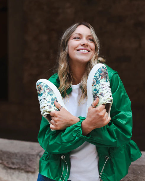 Sneakersy na platformie - Kwiaty w Zieleni